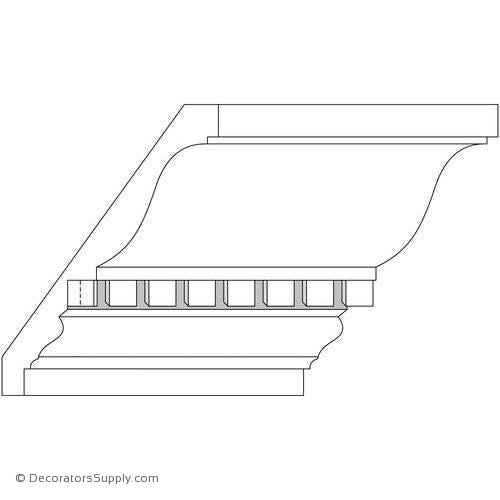 Crown Moulding-Smooth with Dentil- 4 1/4"P x 5 1/2"D