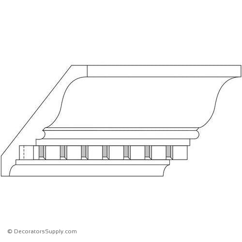 Crown Moulding-Smooth with Dentil- 3"Proj x 4"Drop