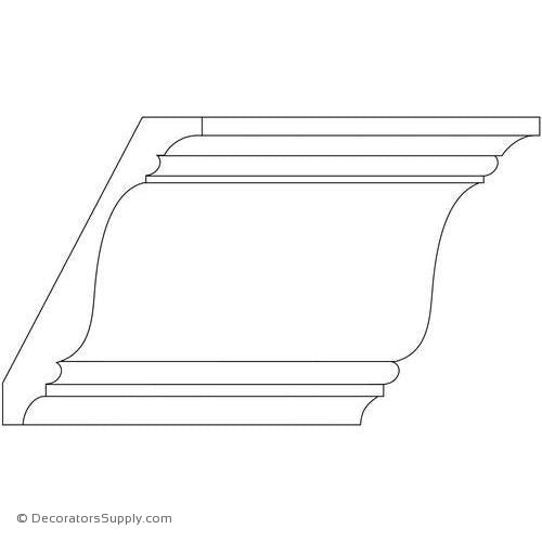Crown Moulding -Smooth with Dentil- 2 7/8"P x 4 3/4"D