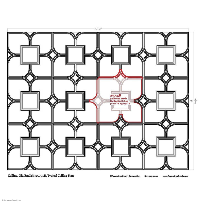 Old English Ceiling Smooth No Ornament  1-1/8" Relief - Covers 9 sf
