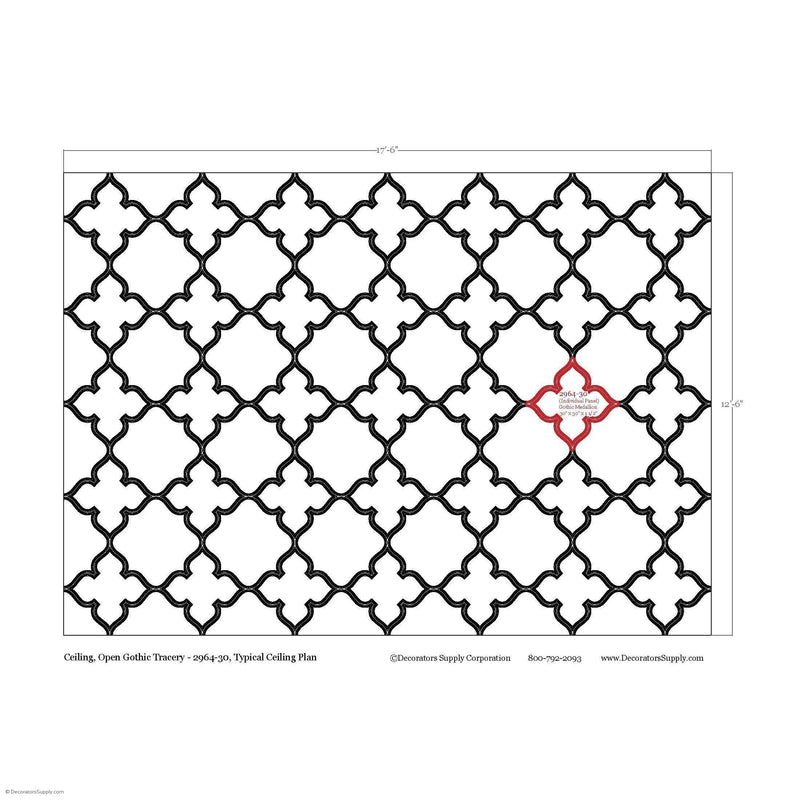 43" Open Tracery Pattern Approx 14' x 11'   12 pcs - 2964