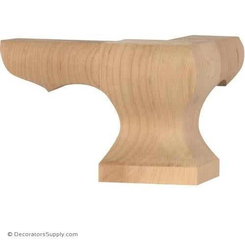 Corner Square Face Wood Pedestal Foot - (Cherry, Maple, Poplar, Red Oak) | Decorators Supply Corporation