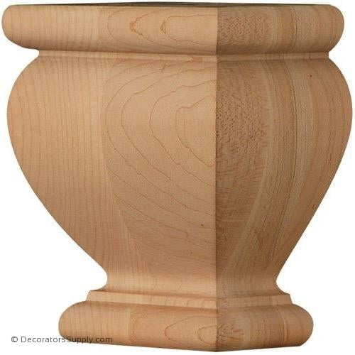 Traditional Square Wood Foot - (Cherry & Maple) | Decorators Supply Corporation