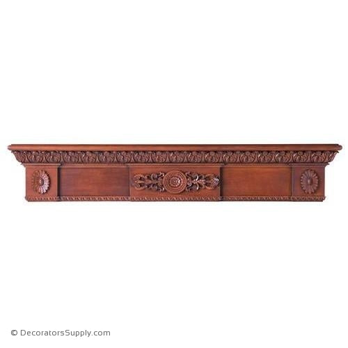 Lindenwood Mantel Shelf - 72 1/2"W x 8"D x 13"H, Bot. D = 5"