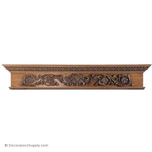 Lindenwood Mantel Shelf - 72"W x 8"D x 14"H, Bot. D = 4 1/2"