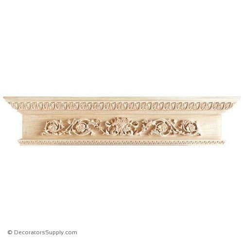 Lindenwood Mantel Shelf-60"W x 8"D x 12 1/2"H, Bot. D=4 1/2"