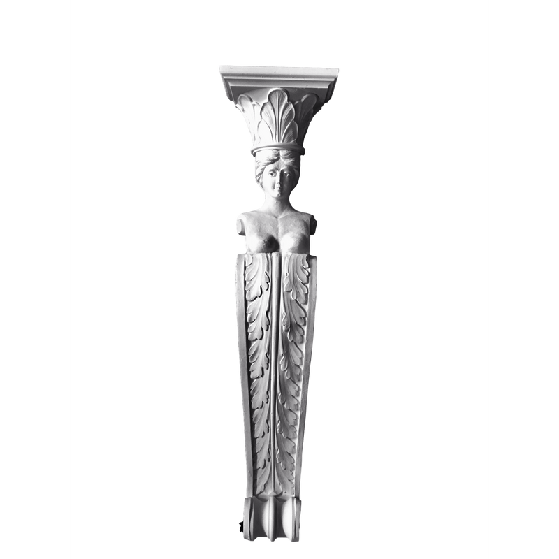 Plaster Caryatid 7" x 29-1/4" Drop x 4" Projection