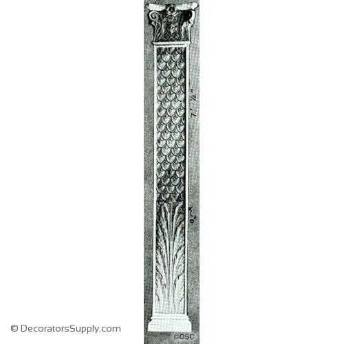 Plaster Pilaster - Fish Scale - 84  1/2H X 13  1/2W - Shaft 9" Wide