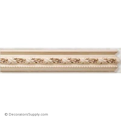 Primed MDF Panel Moulding - Running Leaf w/ Bead- 3/4 x 3" x 16'