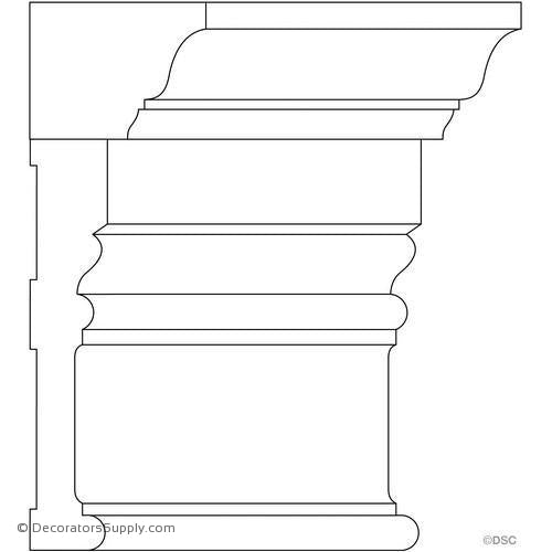 Top Cap Moulding - Smooth - 1 3/4" x 2 1/4" Wide