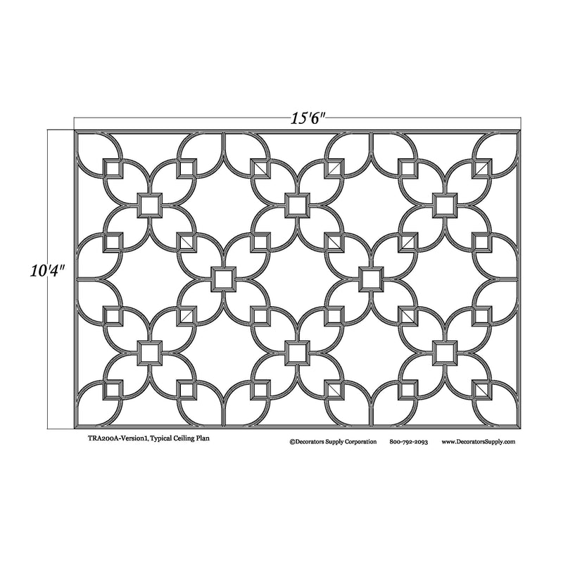 Open Geometric Tracery - 39" Sq - 1 3/4"W  x 1 1/2" H