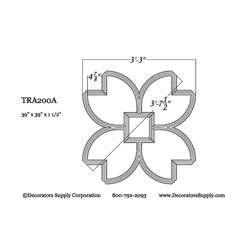 Open Geometric Tracery - 39" Sq - 1 3/4"W  x 1 1/2" H