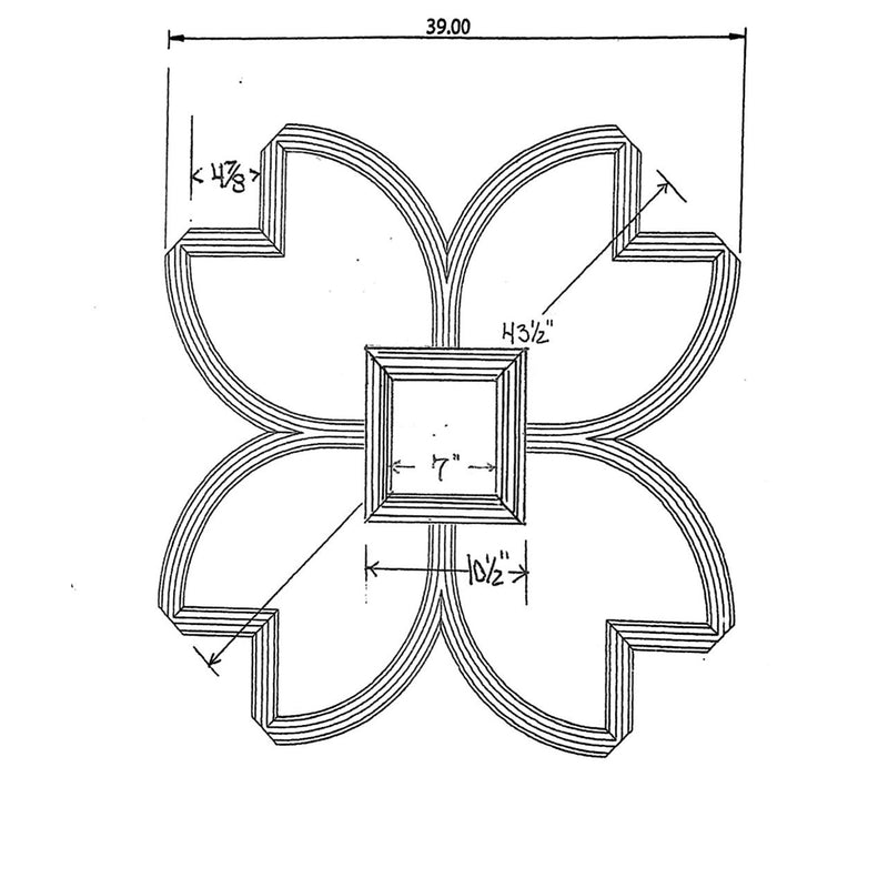 Open Geometric Tracery - 39" Sq - 1 3/4"W  x 1 1/2" H