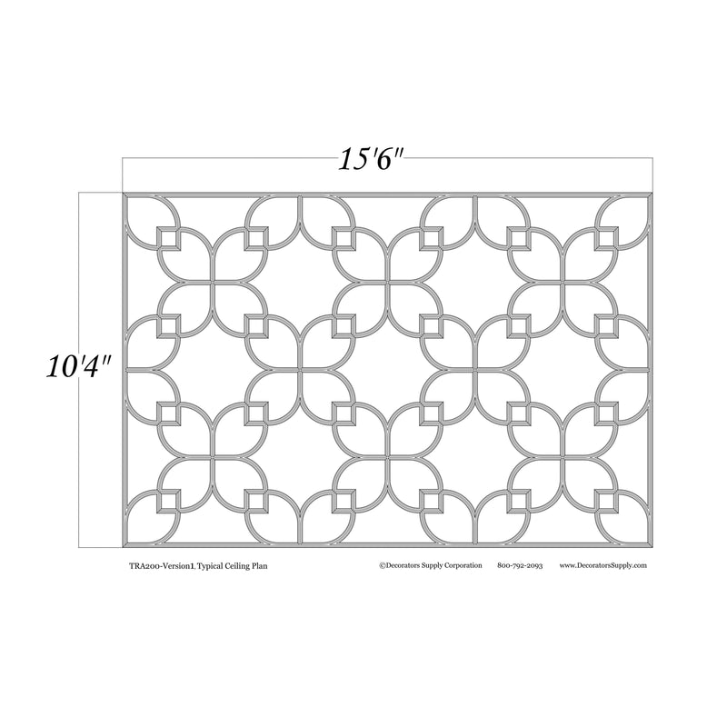 Open Geometric Tracery Plain - 39" Sq - 1 3/4"W  x 1 1/2" H