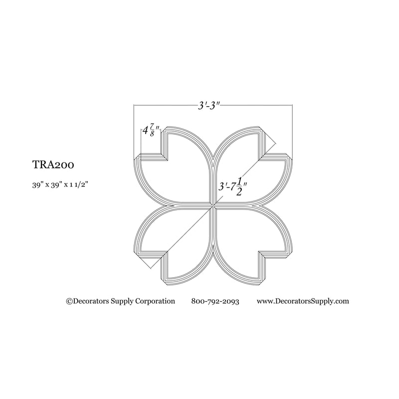 Open Geometric Tracery Plain - 39" Sq - 1 3/4"W  x 1 1/2" H