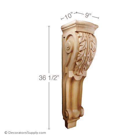 Fluted Acanthus Wood Corbel - (Lindenwood) - 2 SIZES