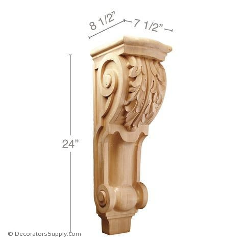 Fluted Acanthus Wood Corbel - (Lindenwood) - 2 SIZES