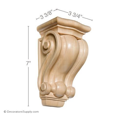 Traditional Small Wood Corbel - (Cherry, Maple & Lindenwood) - 2 SIZES