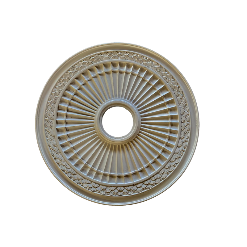 Plaster Medallion Fluted 21-1/2" x 7/8" Relief - 4" Hole