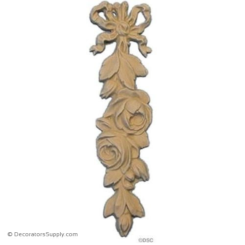 Rose Drop Applique for Wood 1 1/4 Wide x 4 3/4 High-vertical-design-woodwork-furniture-Decorators Supply