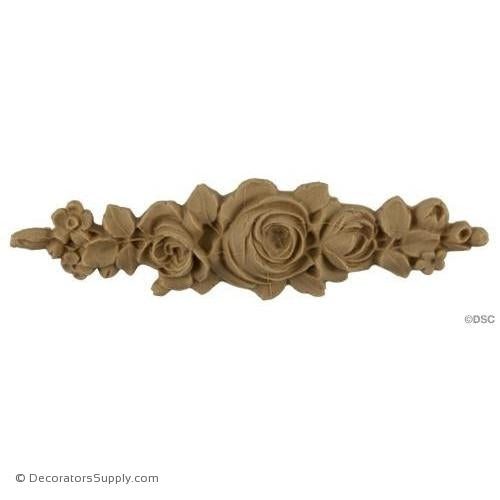 Rose Drop Applique for Wood 1 1/2 High 5 1/2 Wide-ornaments-furniture-woodwork-Decorators Supply