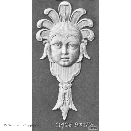 Face-Head 17 3/4H X 9W - 7/8Relief-historic-carving-library-victorian-styles-Decorators Supply