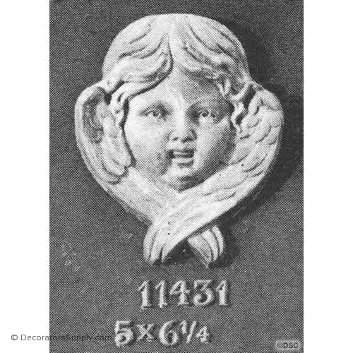 Cherub - 6 1/4H X 5W - 1 1/8Relief-historic-carving-library-victorian-styles-Decorators Supply