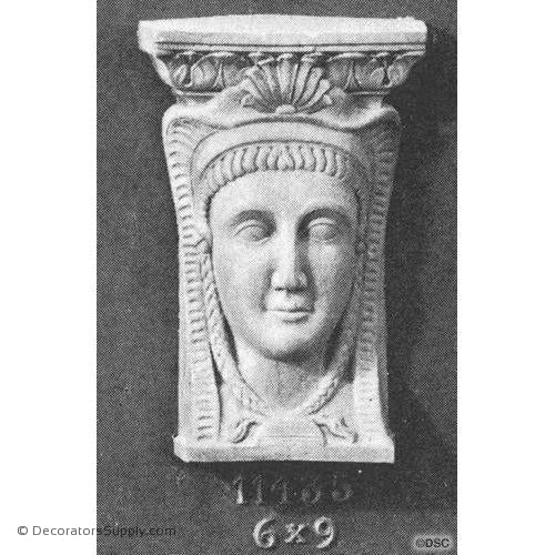 Egyptian Face - 9H X 6W - 1 5/8Relief-historic-carving-library-victorian-styles-Decorators Supply