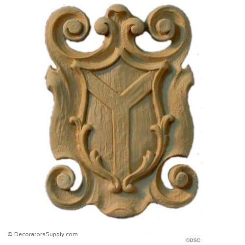 Shield-French 4 5/8H X 3 3/8W - 1/4Relief-furniture-woodwork-ornaments-Decorators Supply