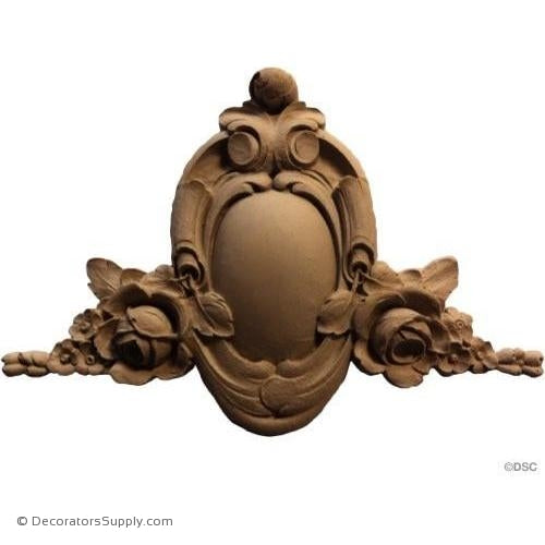 Shield with Rose Accents 7 1/2H X 10 5/8W - 5/8Relief-furniture-woodwork-ornaments-Decorators Supply