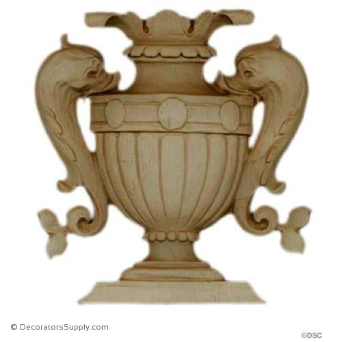 Urn with Serpents-Italian 4 5/8H X 4 3/8W - 3/16Relief-ornaments-for-furniture-woodwork-Decorators Supply