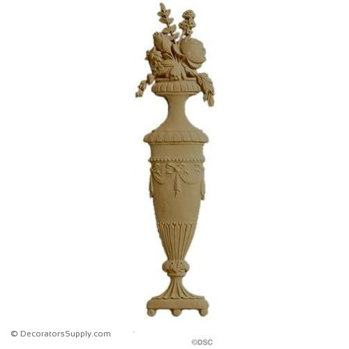 Urn w/ flowers Colonial 17 3/4H X 4 1/2W - 3/16Relief-ornaments-for-furniture-woodwork-Decorators Supply