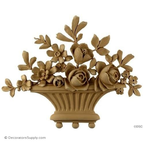 Rose Basket-Louis XVI 9 1/4H X 11 3/4W - 7/8Relief-ornaments-for-furniture-woodwork-Decorators Supply