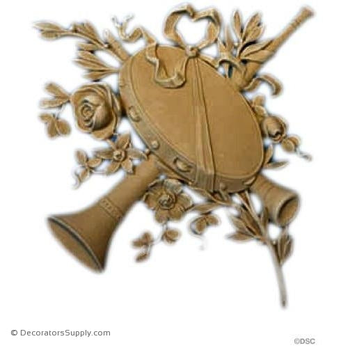 Musical Instrument -Louis XVI 11H X 10 1/2W - 1/2Relief-ornaments-for-woodwork-furniture-Decorators Supply