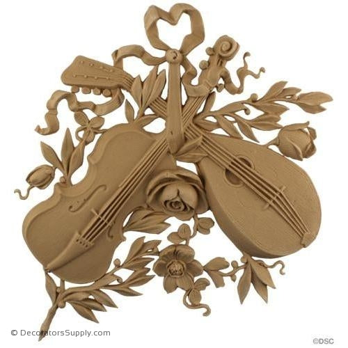 Musical Instrument -Louis XVI 11H X 11W - 3/8Relief-ornaments-for-woodwork-furniture-Decorators Supply