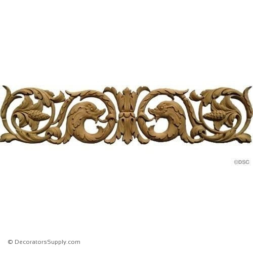 Scroll Design-Fish & Grapes-Spanish 4 1/2H X 20 1/2W-1/4 Rel-ornaments-for-woodwork-furniture-Decorators Supply