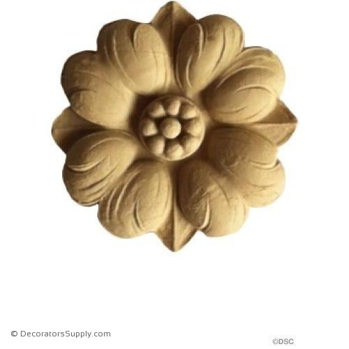 Rosette - Circle-Ren. - 3 1/8Diameter - 1/4Relief-woodwork-furniture-ornaments-Decorators Supply