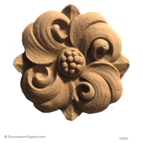 Rosette - Circle - Modern - 2 1/4 " Diameter - 5/16" Relief-woodwork-furniture-ornaments-Decorators Supply