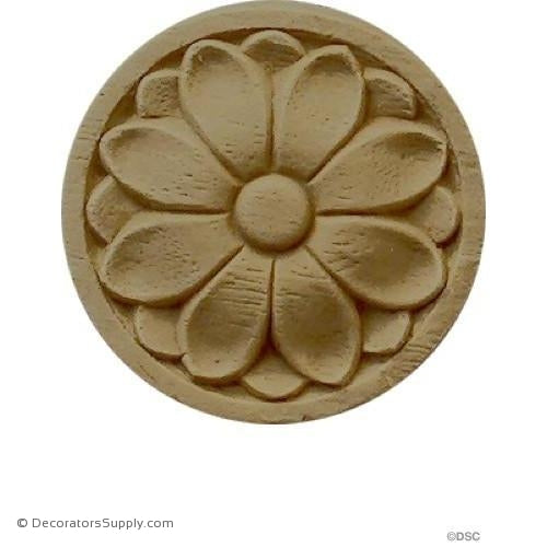 Rosette - Circle-Adams - 1 1/2Diameter - 1/4Relief-woodwork-furniture-ornaments-Decorators Supply