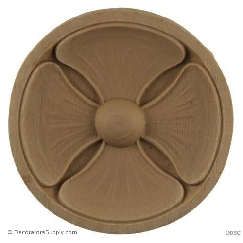 Rosette - Circle-Modern - 4 3/8Diameter - 1/2Relief-woodwork-furniture-ornaments-Decorators Supply