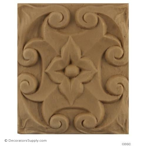 Rosette - Rectangular-Modern 3 5/8H X 3 1/4W - 3/8Relief-ornaments-for-woodwork-furniture-Decorators Supply