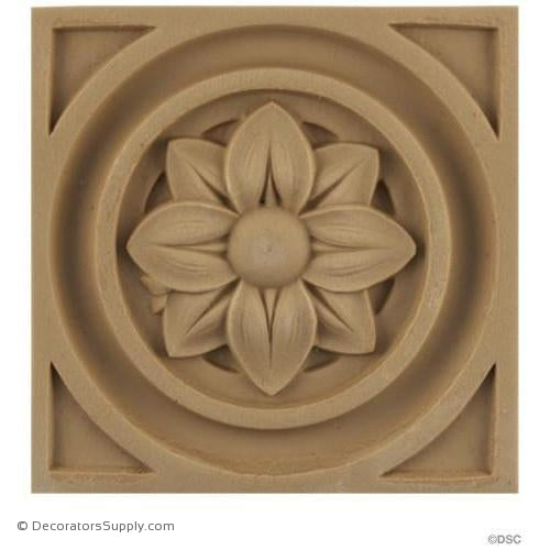 Rosette - Square-Ren. 3 3/4H X 3 3/4W - 7/16Relief-ornaments-for-woodwork-furniture-Decorators Supply
