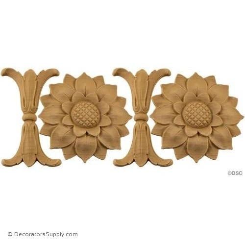 Sunflower & Leaf-Ren. 3 11/16H - 1/4Relief-moulding-for-furniture-woodwork-Decorators Supply