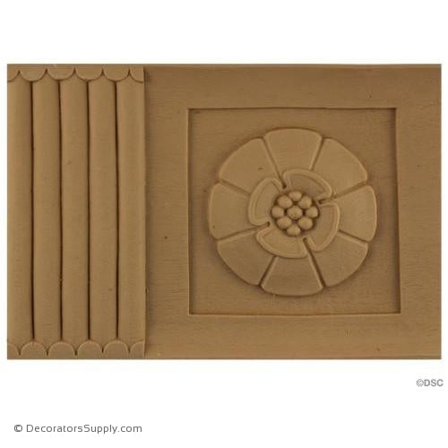 Flute With Rosette -Colonial 4 7/8H - 3/8Relief-moulding-for-furniture-woodwork-Decorators Supply