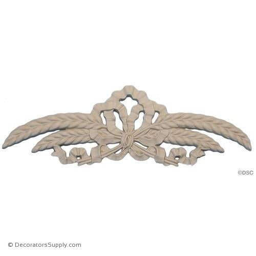 Wheat and Ribbon Cartouche 3 1/4 in. Wide x 10 in.-ornaments-for-woodwork-furniture-Decorators Supply