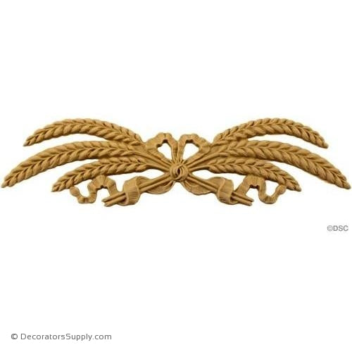 Wheat and Ribbon Cartouche 2 1/4 High 8 1/4 Wide-ornaments-for-woodwork-furniture-Decorators Supply