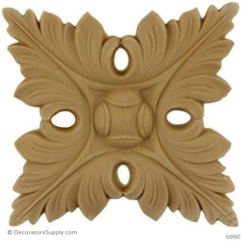 Rosette - Rectangular 4 1/2 High 4 1/4 Wide 3/8 Relie-ornaments-for-woodwork-furniture-Decorators Supply