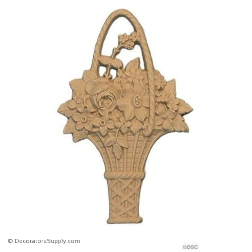 Floral Basket - 3 3/4 Wide x 5 7/8 High-ornaments-for-furniture-woodwork-Decorators Supply