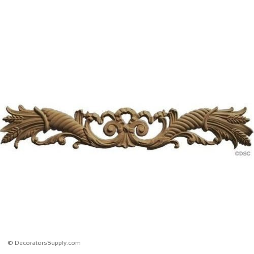 Cornucopias with Wheat - 3 High 19 Wide 1/4 Relief-ornaments-for-woodwork-furniture-Decorators Supply