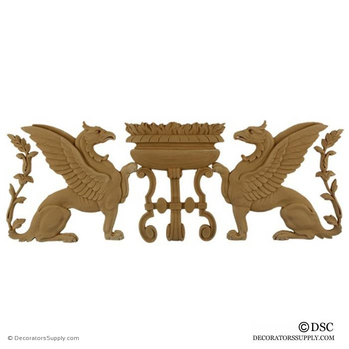 Decorative Griffin Applique for Wood 7 High 19 1/2 Wide 3/8 Relief - Decorators Supply